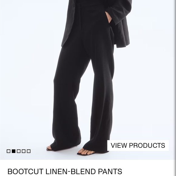 Linen Blend Black Wide Leg Women's Pants - Picture 1 of 5